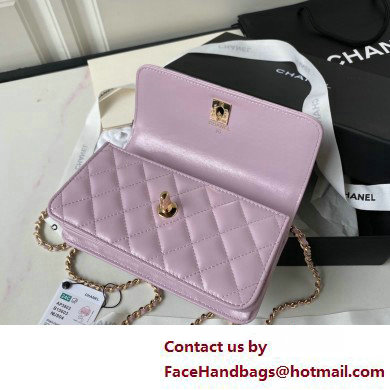 Chanel Shiny Crumpled Lambskin, Imitation Pearls  &  Gold-Tone Metal Clutch with Chain Bag AP3803 Lilac 2025